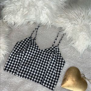 Black and white plaid crop top